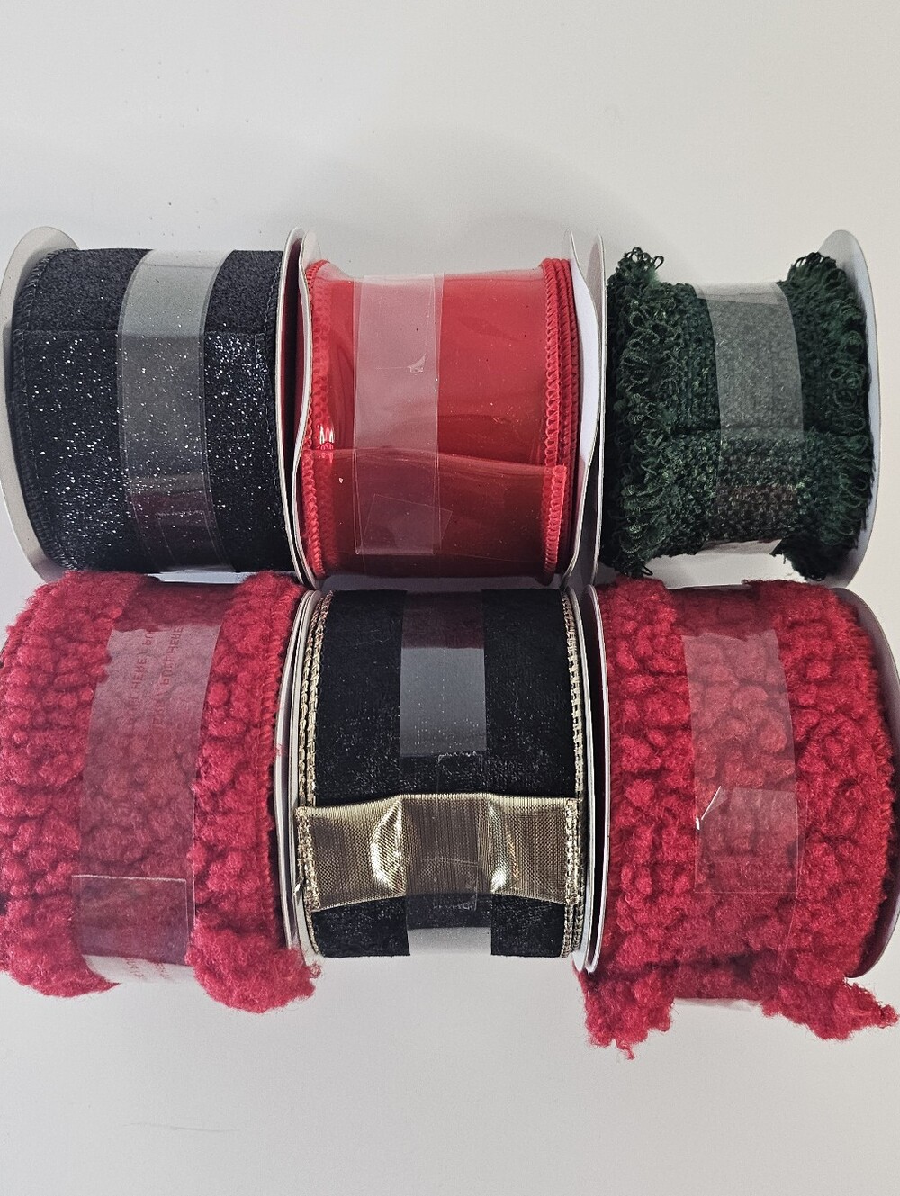 NEW Holiday Christmas Valentines Craft Ribbons Wired Fuzzy Glitter Plastic Red